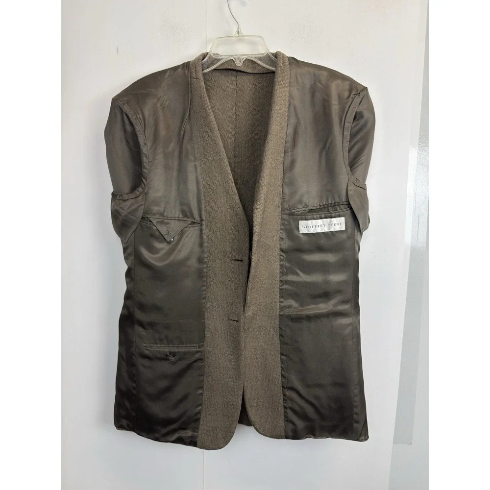Geoffrey‎ Beene Men's Size 40R Brown Herringbone Wool Blazer Sports Coat Made